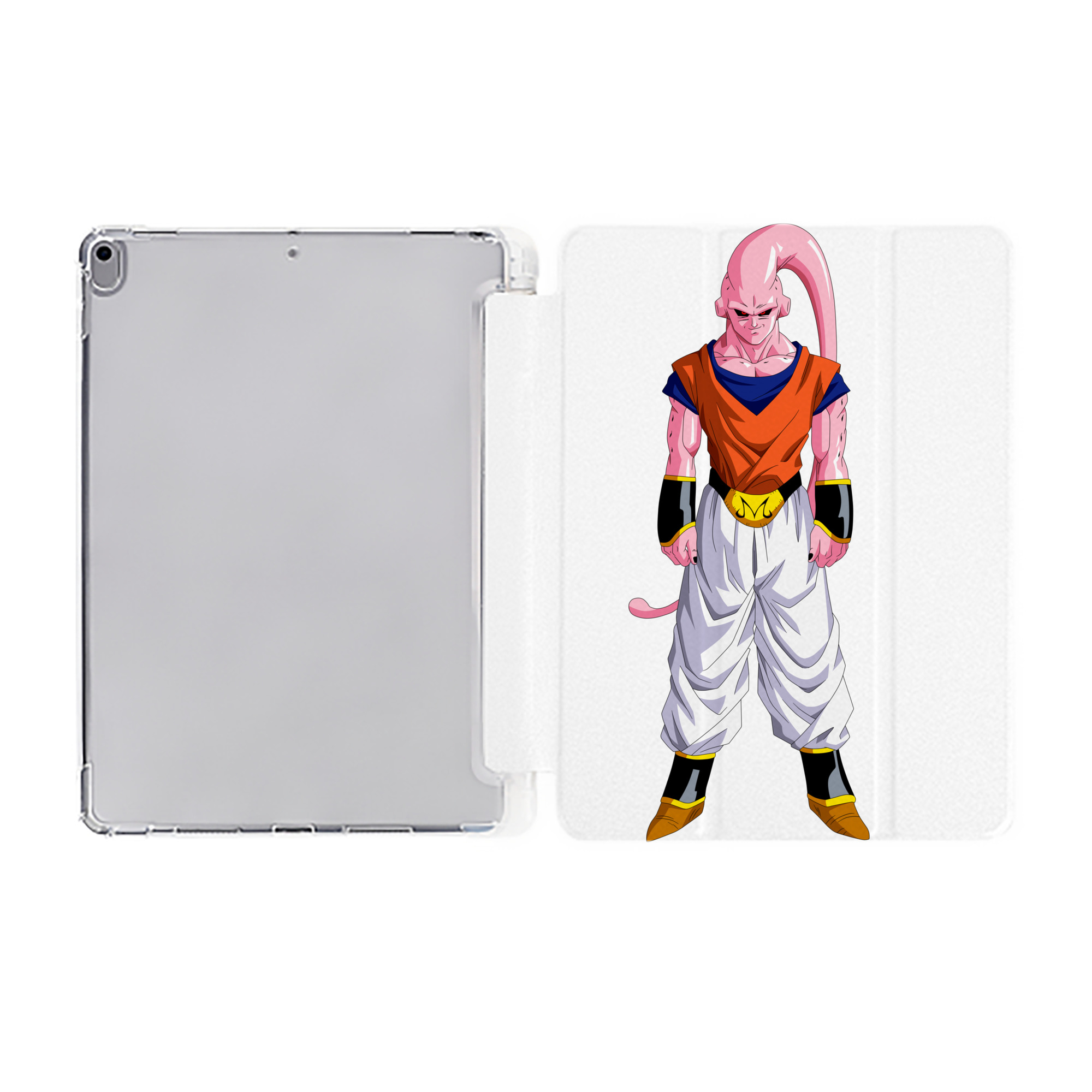 （画像用） ドラゴンボール 魔人ブウ DRAGON BALL Majin Buu IPad ケース ペン収納付き 三つ折りスタンド PUレザー×シリコン 対応機種9.5/10.5/10.9インチ